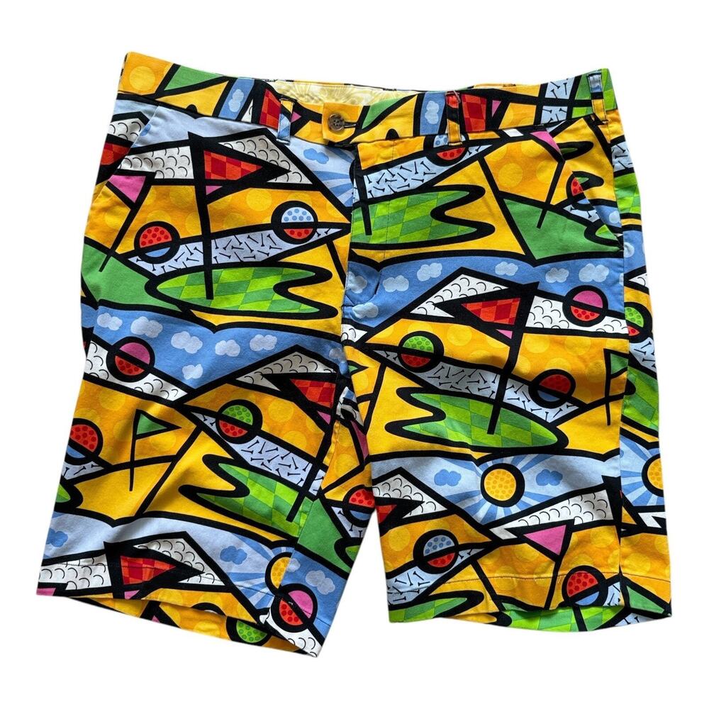 LoudMouth Golf Shorts Men's Size 40 Waist Tees Flag Green Bright Chino 10"